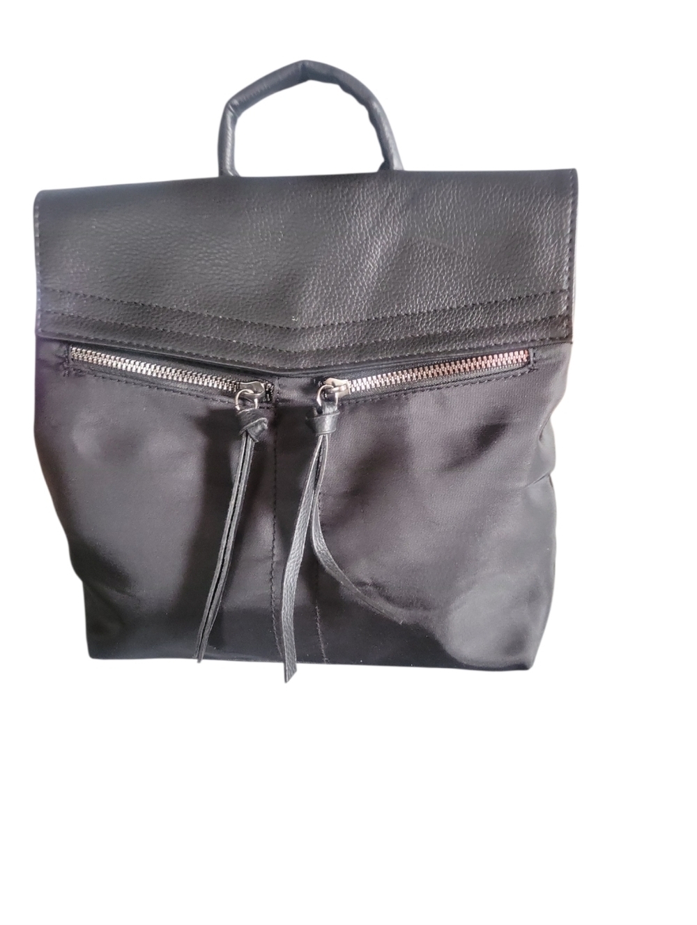 Botkier NY Black Mini Trigger Nylon and Faux Leather Top-Handle  Backpack